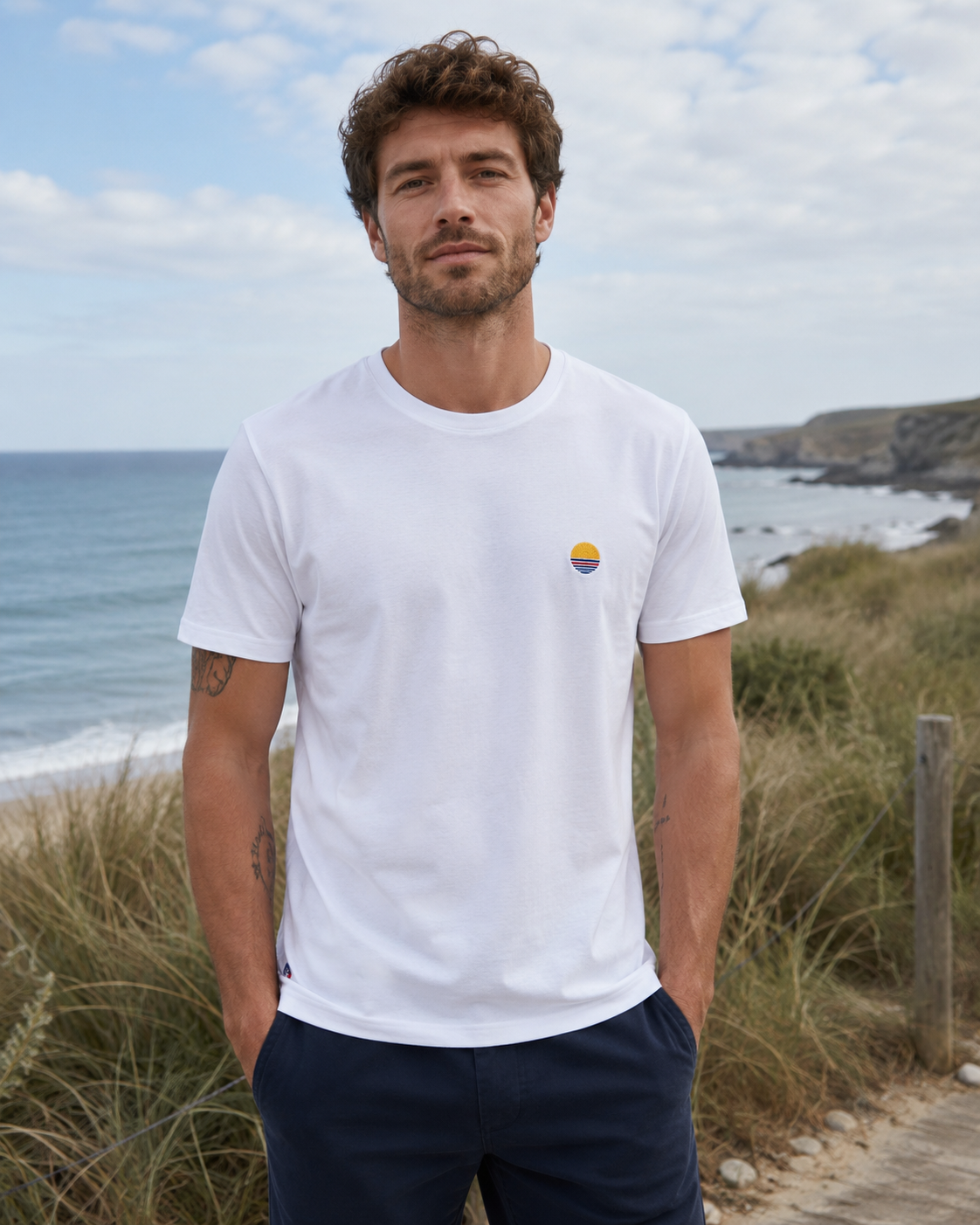 T-shirt homme fabriqué en France UGO dos uni en coton bio GOTS