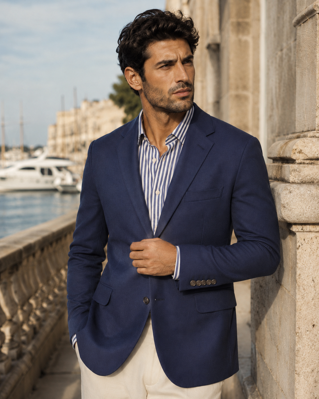 Blazer homme bleu marine 100 % laine vierge S100