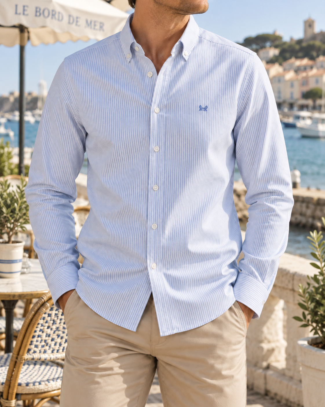 chemise oxford rayée bleu ciel cordoba